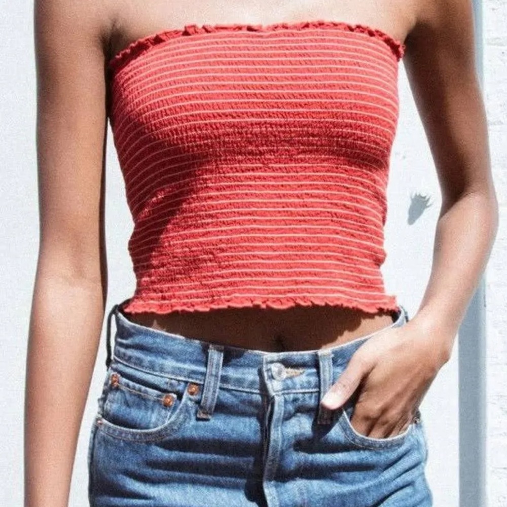 JOHN GALT BRANDY MELVILLE RED SCRUNCH/RUCHED/RUFFLED TUBE TOP
